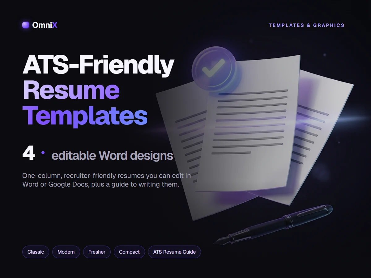 ATS-Friendly Resume Templates — 4 Editable Word (DOCX) Designs + ATS Resume Guide