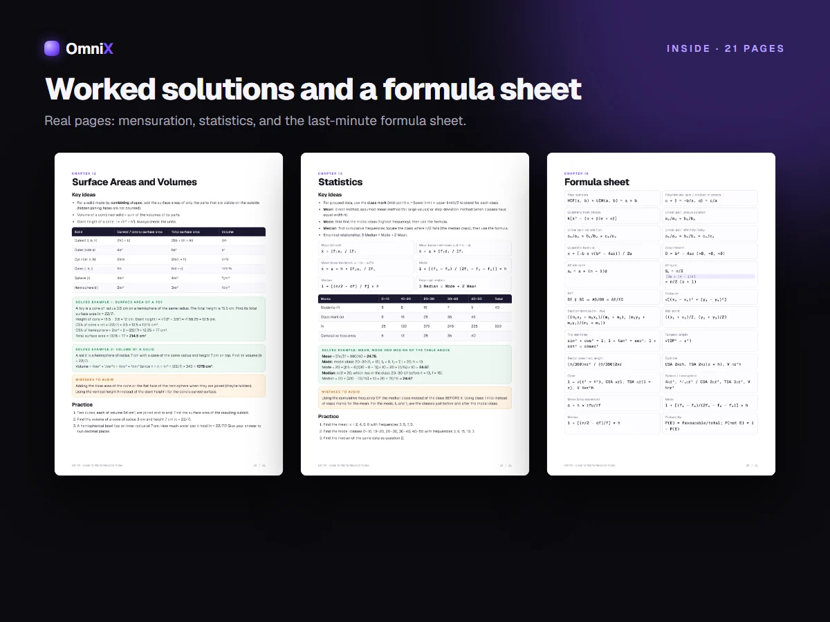 CBSE Class 10 Maths Revision Notes — All 14 Chapters, Formulas, Solved Examples & Practice Questions