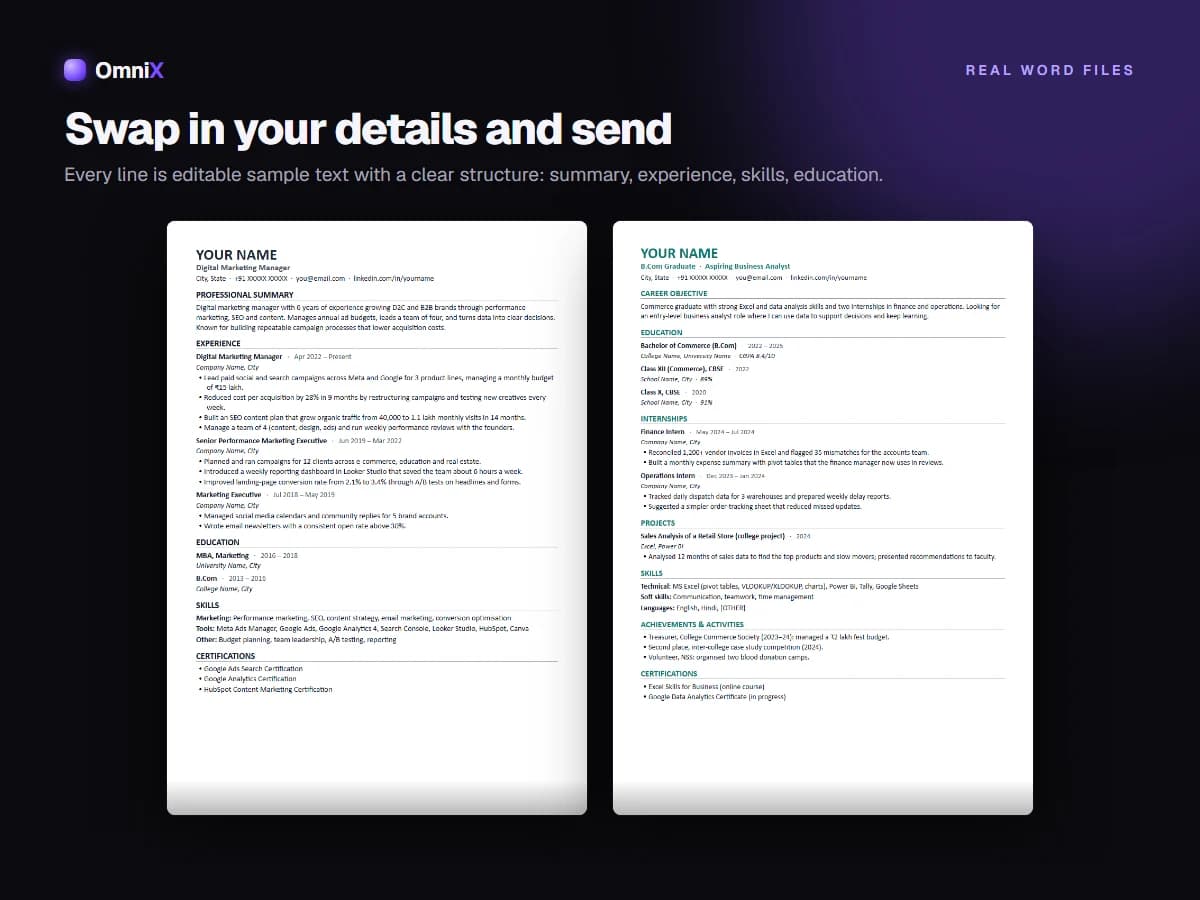 ATS-Friendly Resume Templates — 4 Editable Word (DOCX) Designs + ATS Resume Guide