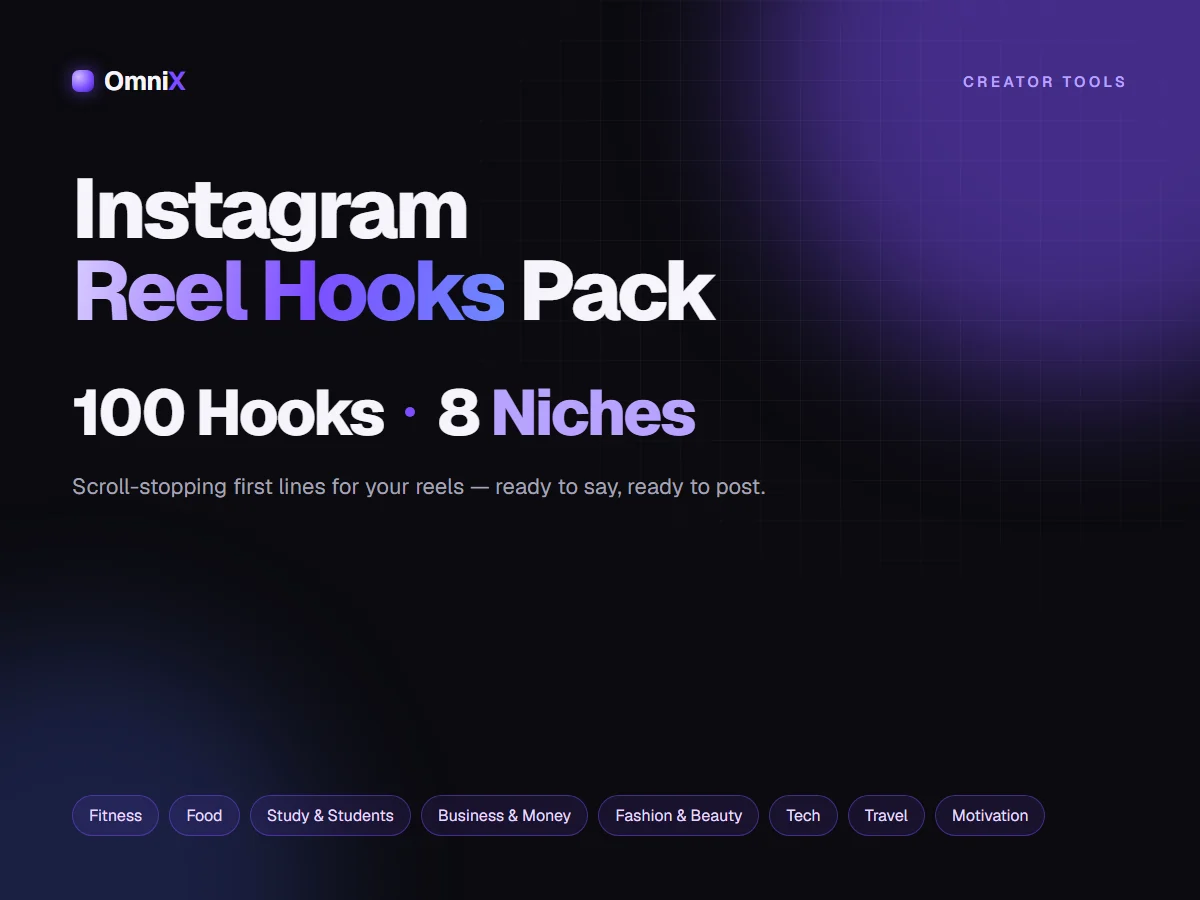 Instagram Reel Hooks Pack — 100 Scroll-Stopping Hooks
