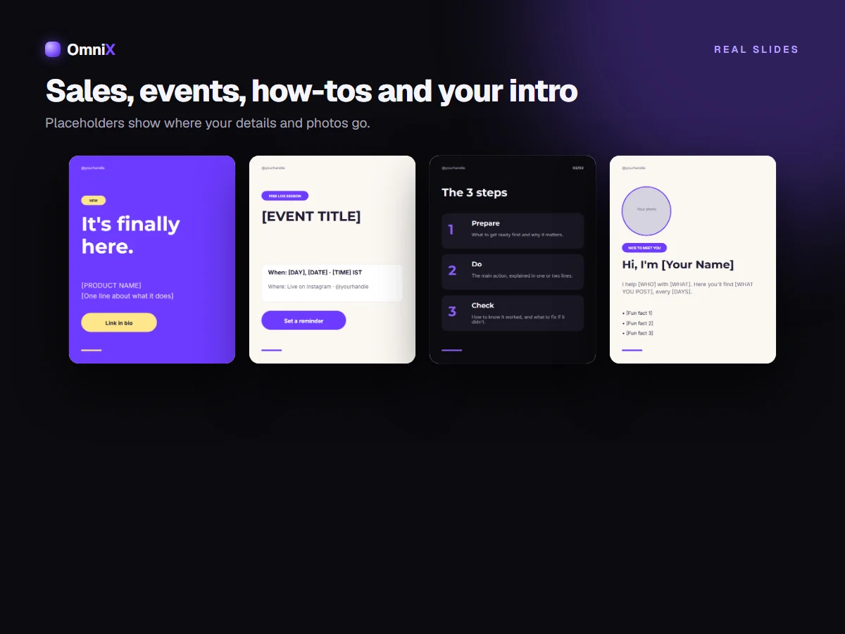 Instagram Carousel & Post Templates — 24 Editable 4:5 Designs for PowerPoint, Google Slides & Canva
