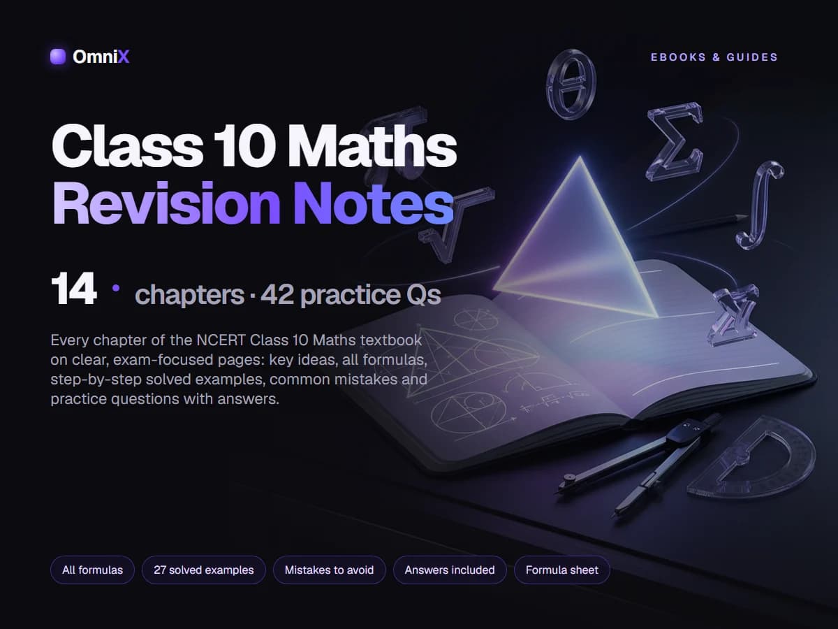 CBSE Class 10 Maths Revision Notes — All 14 Chapters, Formulas, Solved Examples & Practice Questions